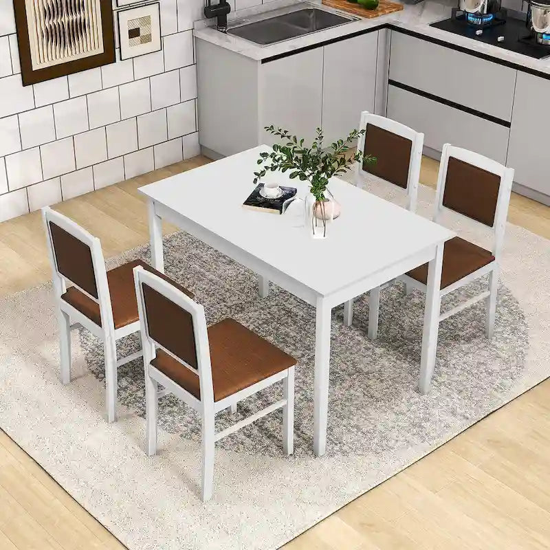 5-Piece Wood Fabric Table Upholstered