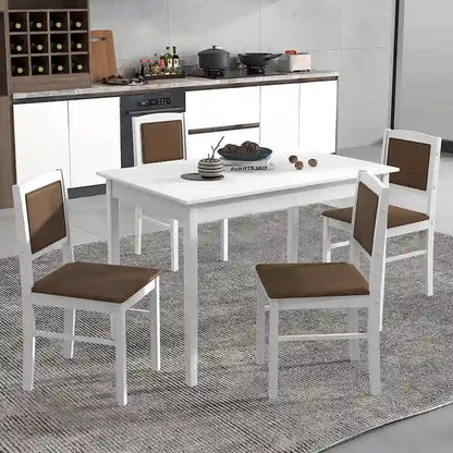 5-Piece Wood Fabric Table Upholstered