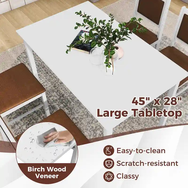 5-Piece Wood Fabric Table Upholstered