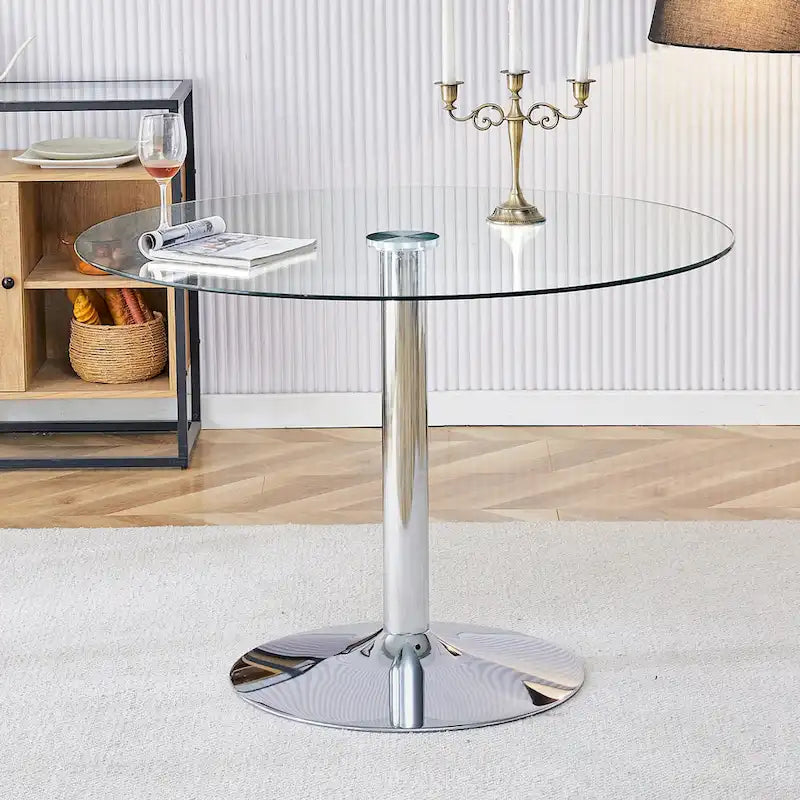 39.7 Inch Modern Metal Glass Table LED