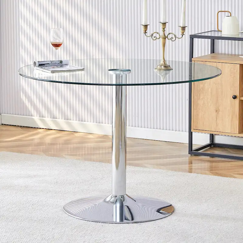 39.7 Inch Modern Metal Glass Table LED