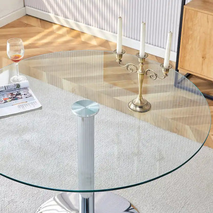 39.7 Inch Modern Metal Glass Table LED