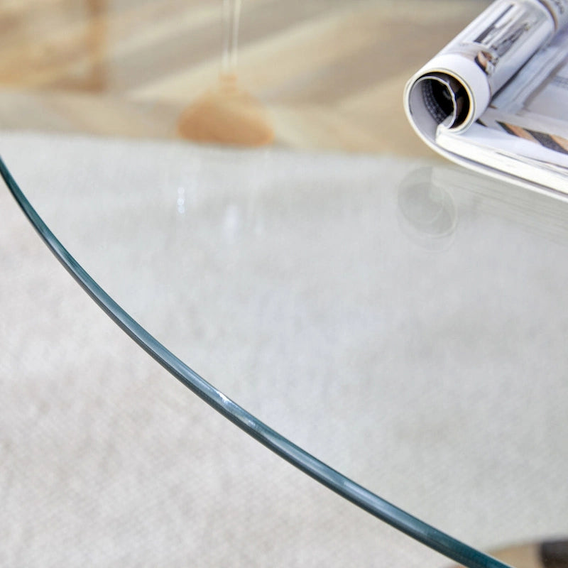 39.7 Inch Modern Metal Glass Table LED