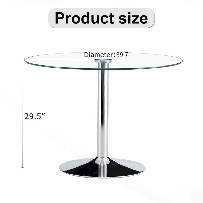 39.7 Inch Modern Metal Glass Table LED