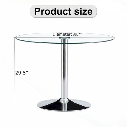 39.7 Inch Modern Metal Glass Table LED