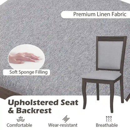 Wood Linen Chair Upholstered