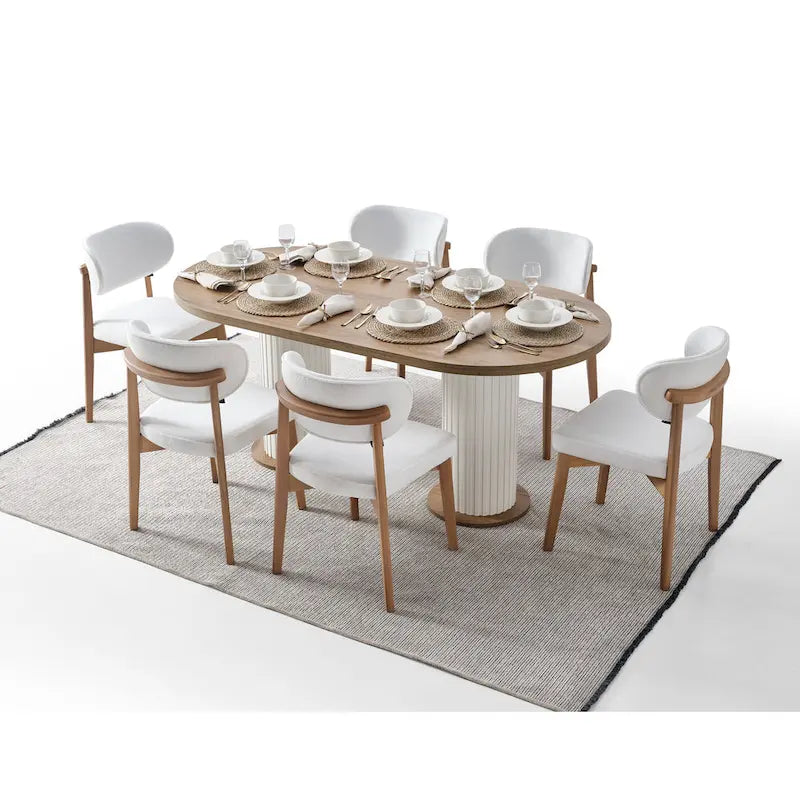 Modern Wood Fabric Table Upholstered