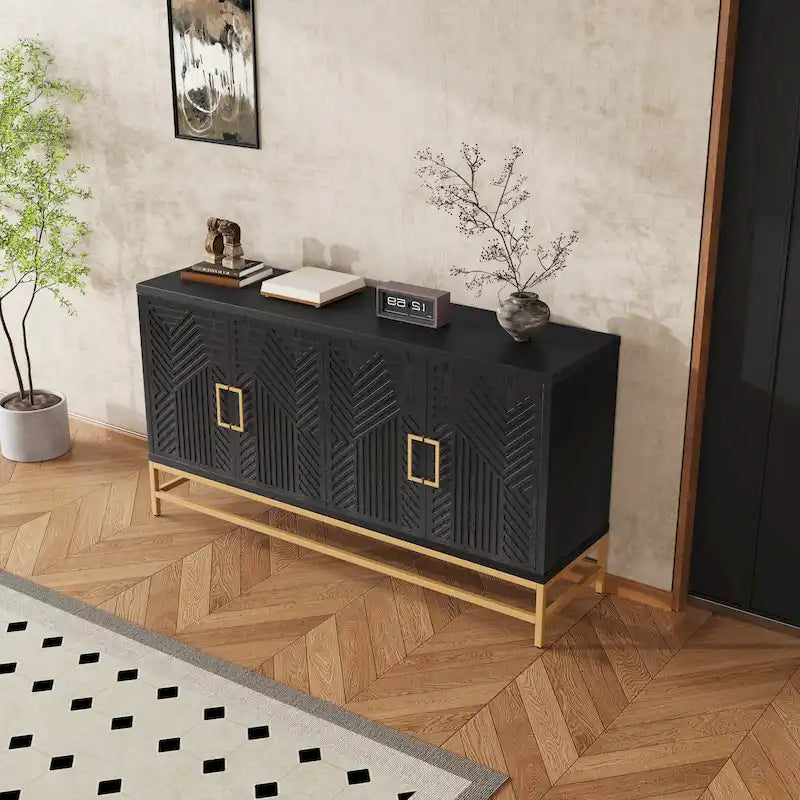 Full Wood Metal Table with Storage