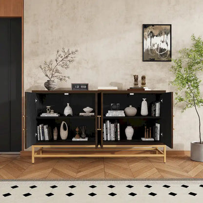 Full Wood Metal Table with Storage