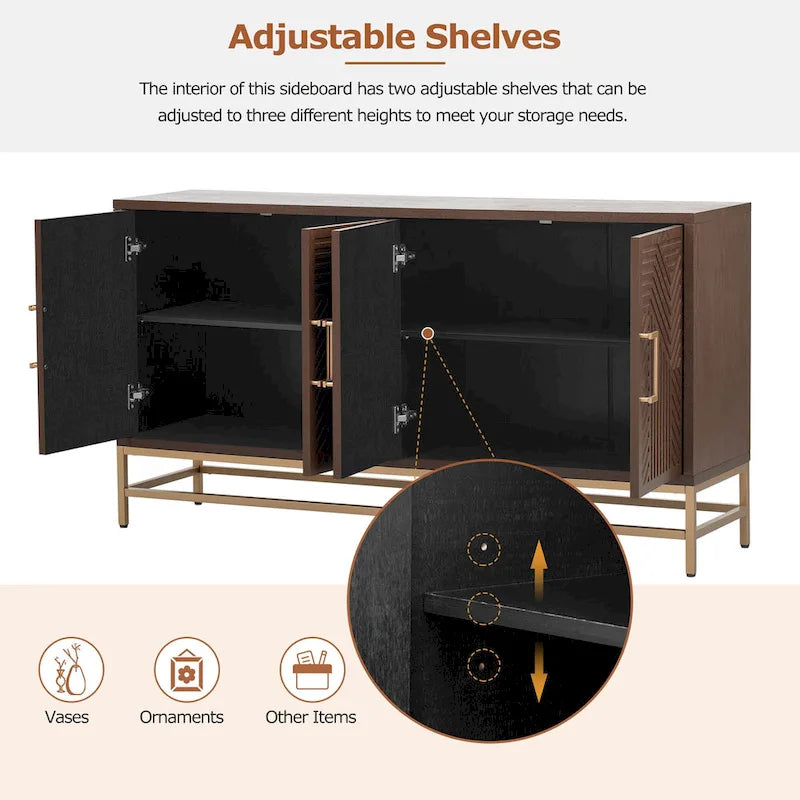 Full Wood Metal Table with Storage