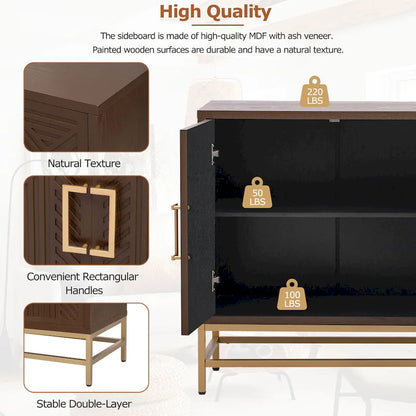 Full Wood Metal Table with Storage