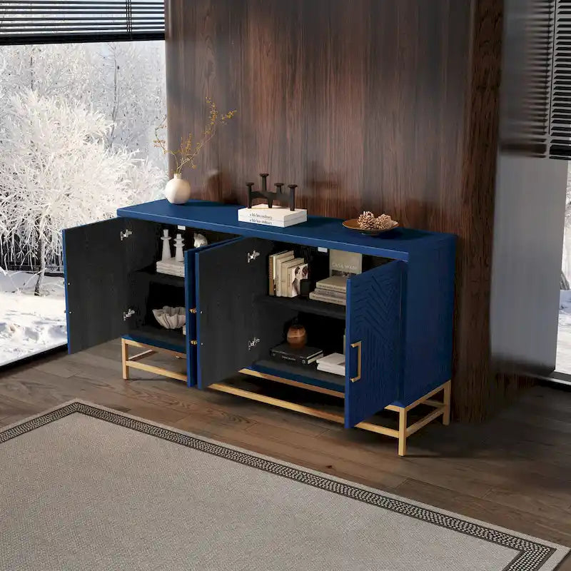 Full Wood Metal Table with Storage