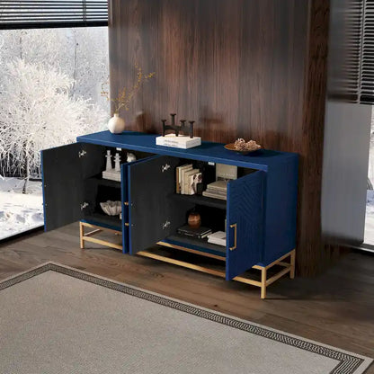 Full Wood Metal Table with Storage