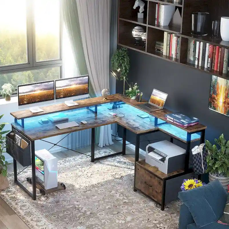 Metal Engineered Wood Table LED