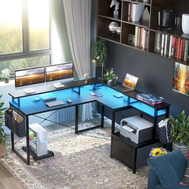 Metal Engineered Wood Table LED