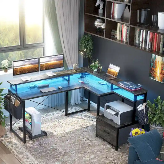 Metal Engineered Wood Table LED