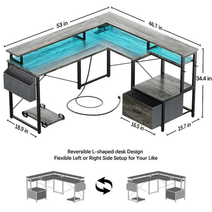 Metal Engineered Wood Table LED
