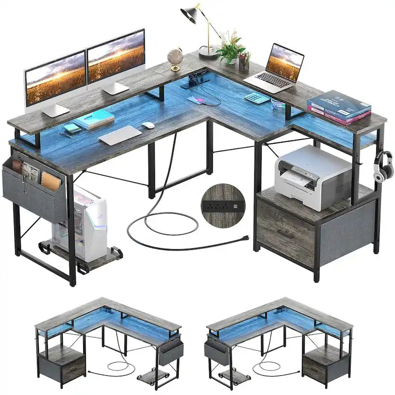 Metal Engineered Wood Table LED