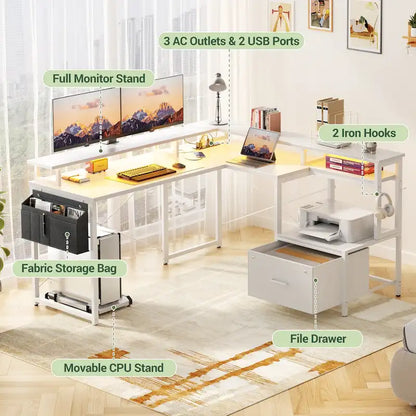 Metal Engineered Wood Table LED