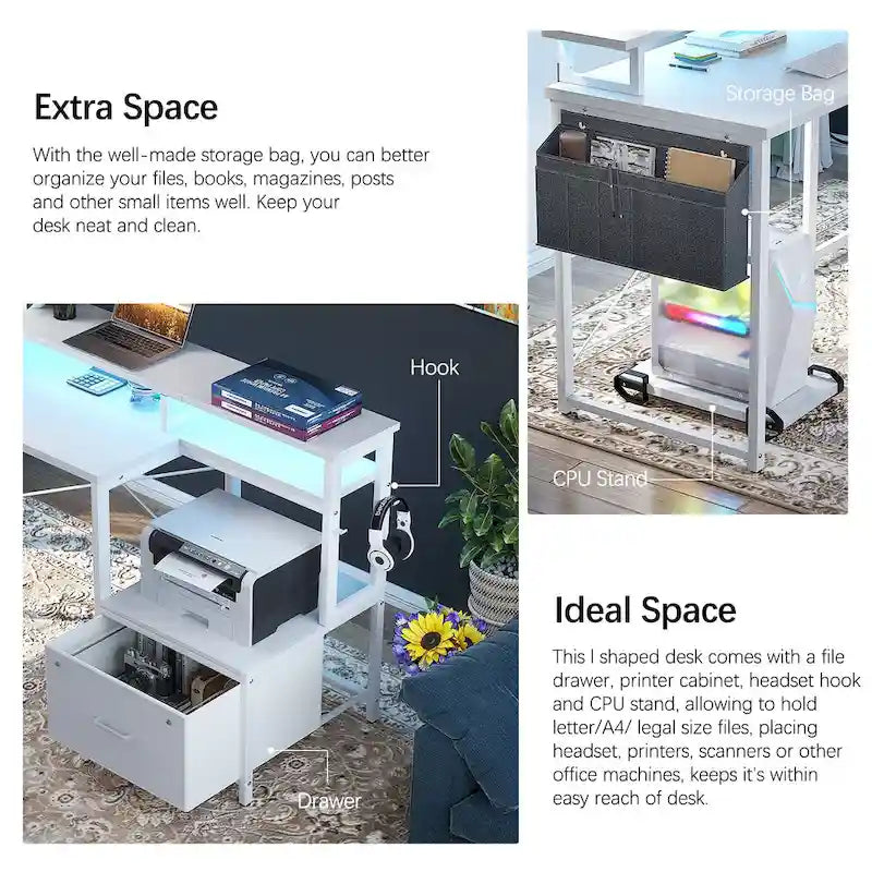 Metal Engineered Wood Table LED