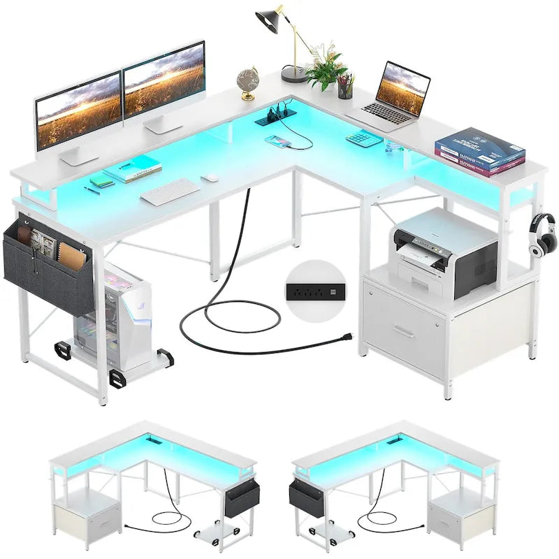 Metal Engineered Wood Table LED