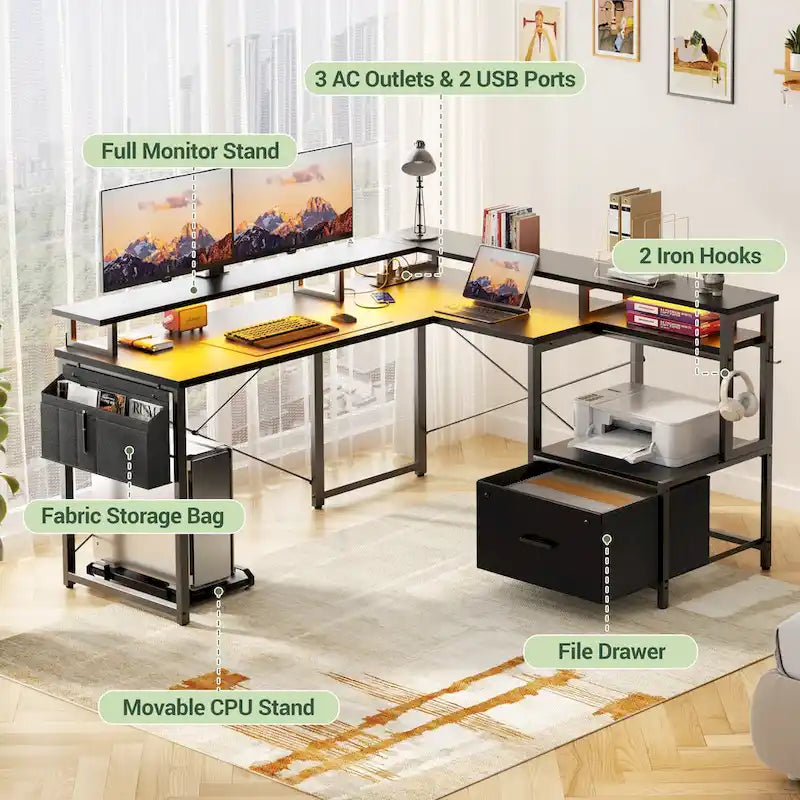 Metal Engineered Wood Table LED