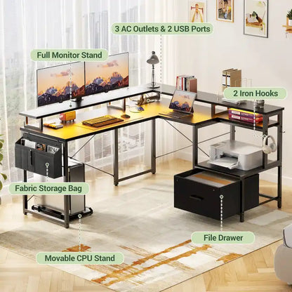 Metal Engineered Wood Table LED