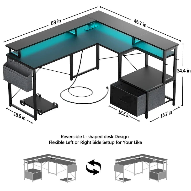 Metal Engineered Wood Table LED