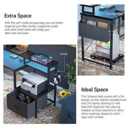 Metal Engineered Wood Table LED