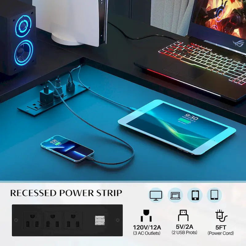 Metal Engineered Wood Table LED