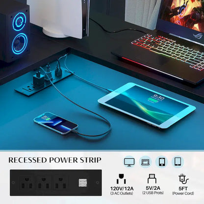 Metal Engineered Wood Table LED