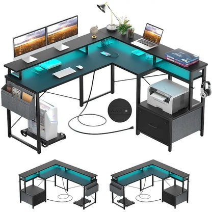 Metal Engineered Wood Table LED