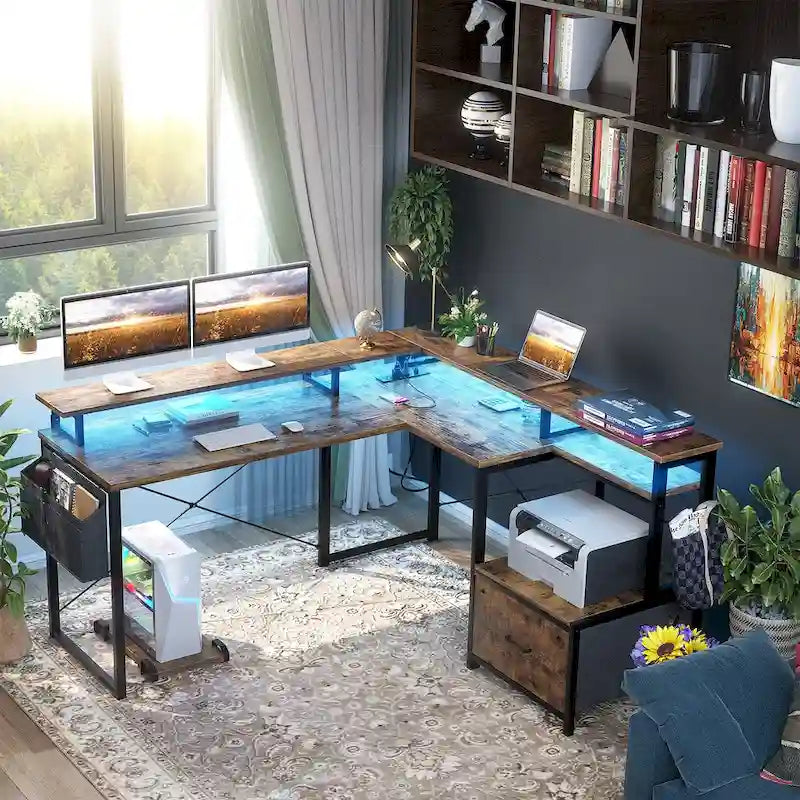 Metal Engineered Wood Table LED