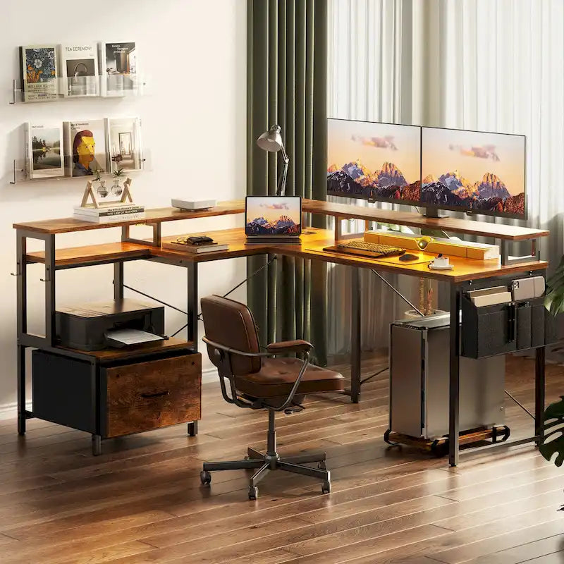 Metal Engineered Wood Table LED