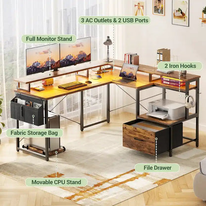 Metal Engineered Wood Table LED