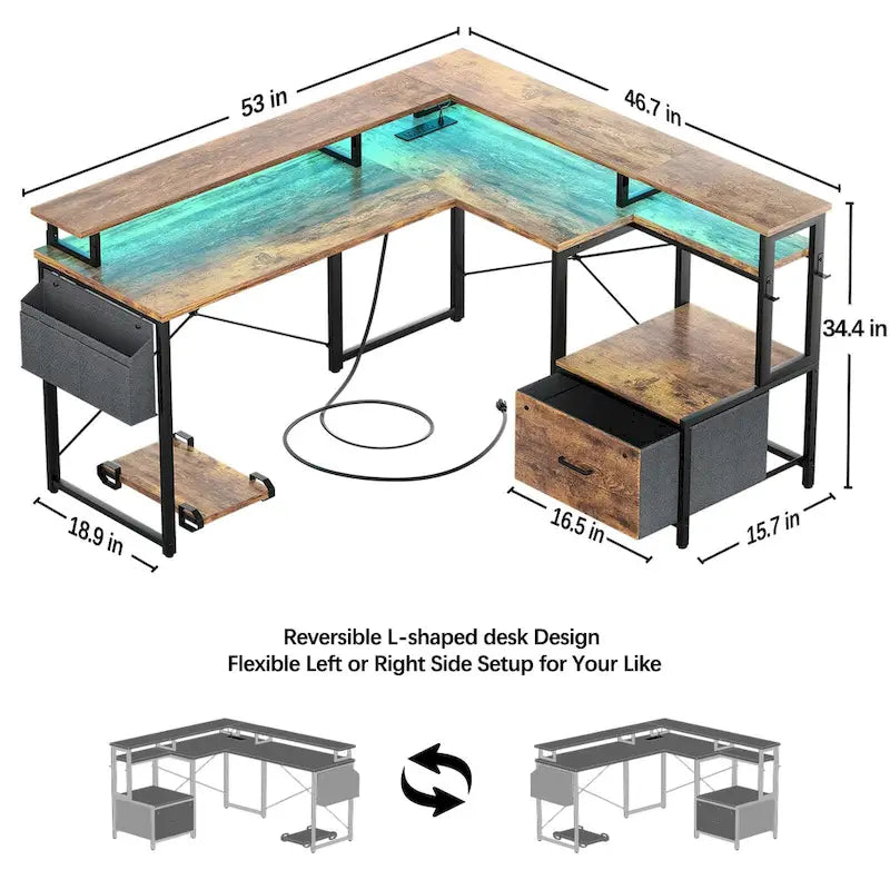 Metal Engineered Wood Table LED