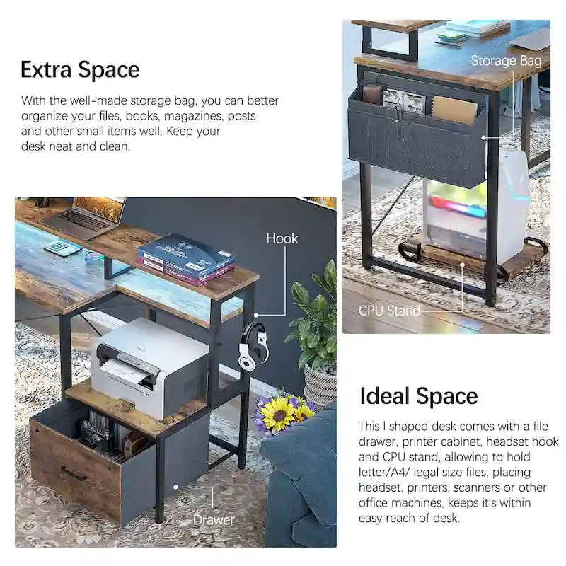 Metal Engineered Wood Table LED