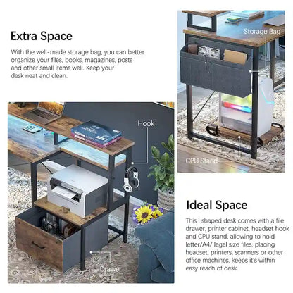 Metal Engineered Wood Table LED