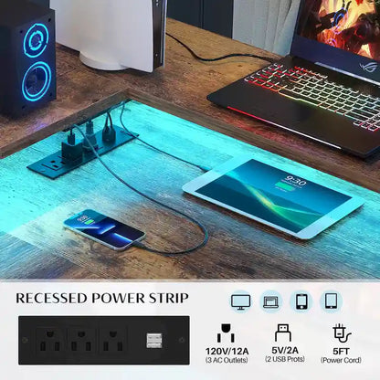 Metal Engineered Wood Table LED