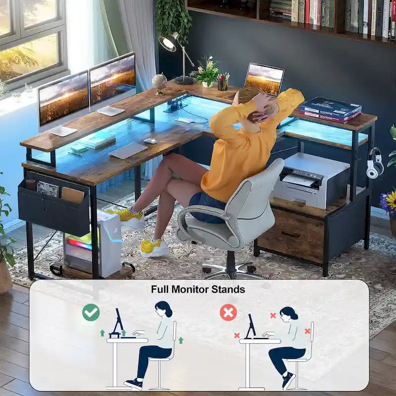 Metal Engineered Wood Table LED