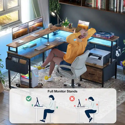 Metal Engineered Wood Table LED