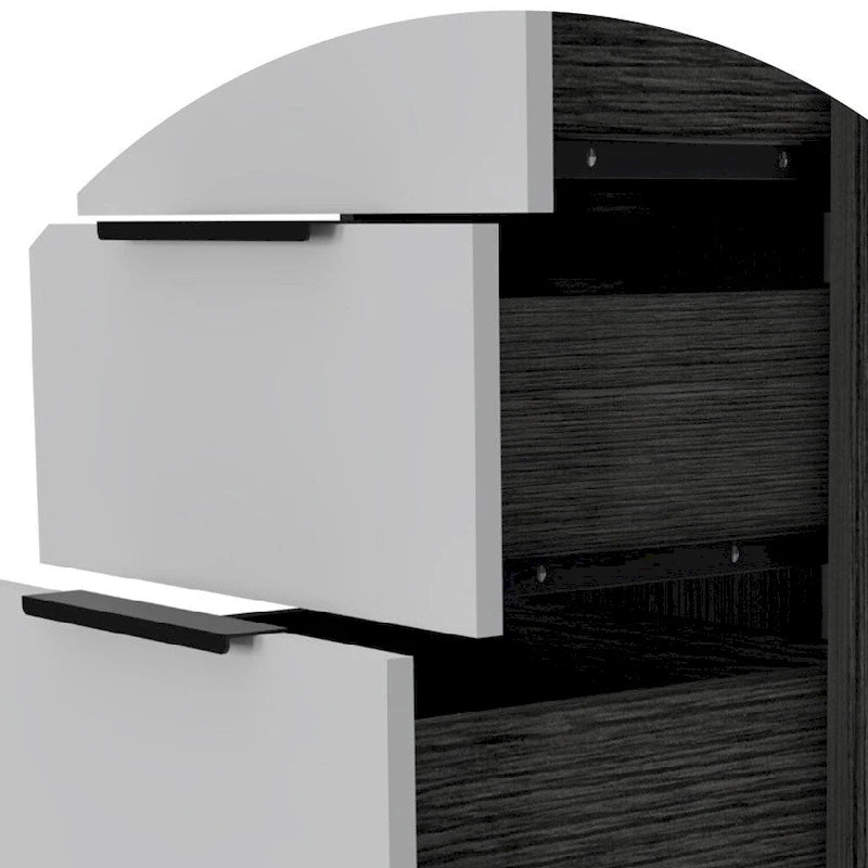 Wood Modern 5 Drawer Dresser Chest with Metal Glides and Handles