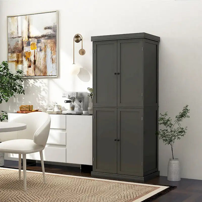 Metal Engineered Wood Pantry Cabinet Adjustable