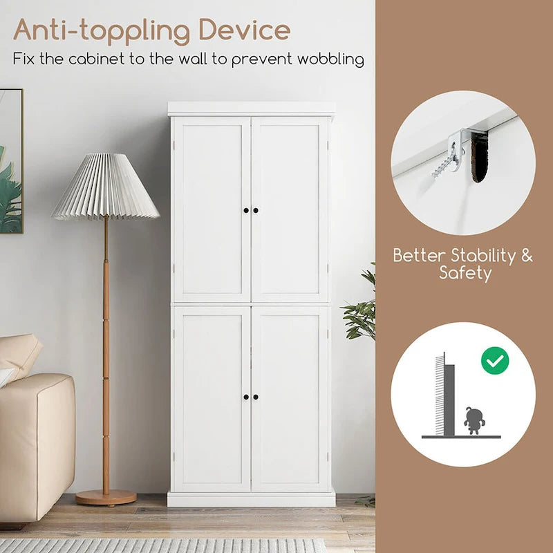 Metal Engineered Wood Pantry Cabinet Adjustable