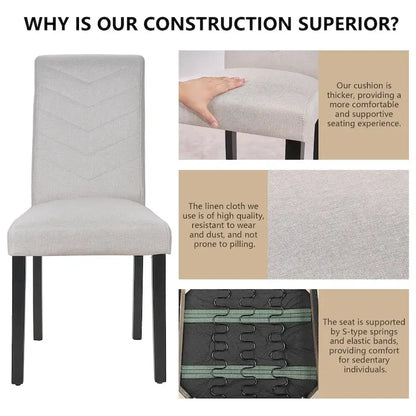 Full Modern Solid Wood Linen Chair Upholstered