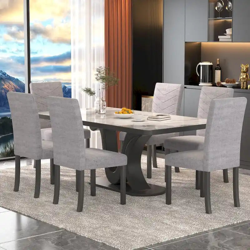 Full Modern Solid Wood Linen Chair Upholstered