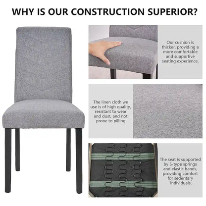 Full Modern Solid Wood Linen Chair Upholstered