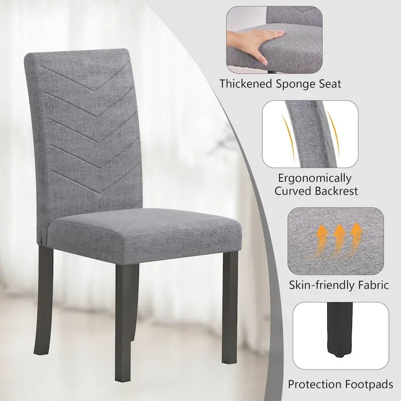 Full Modern Solid Wood Linen Chair Upholstered
