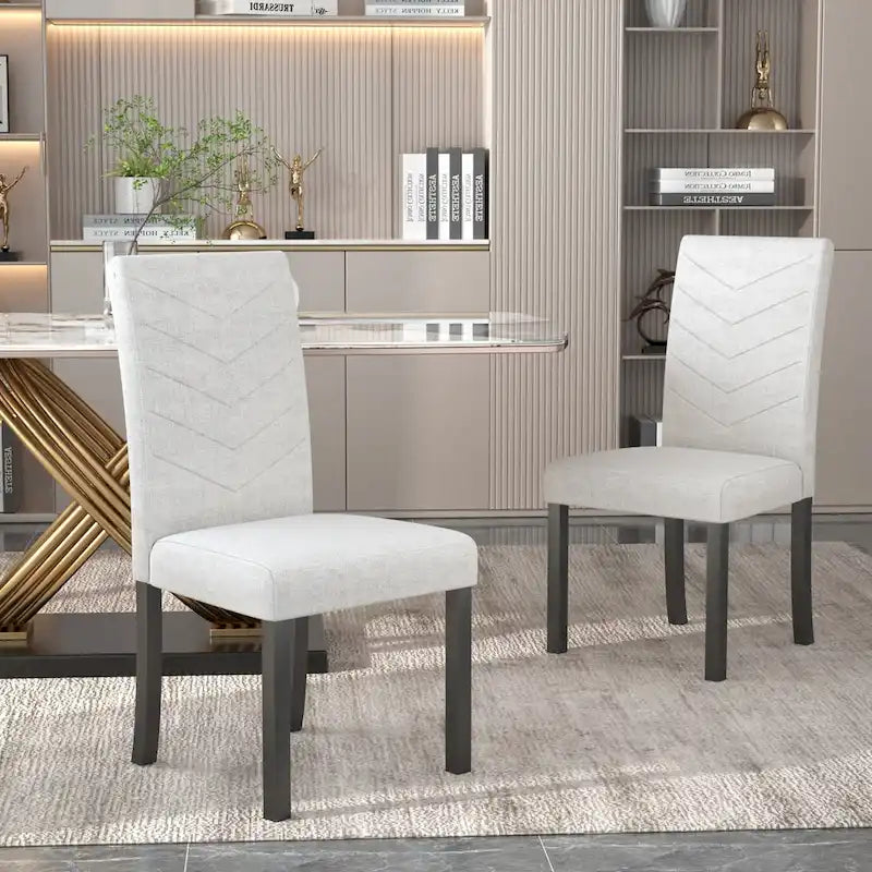 Full Modern Solid Wood Linen Chair Upholstered