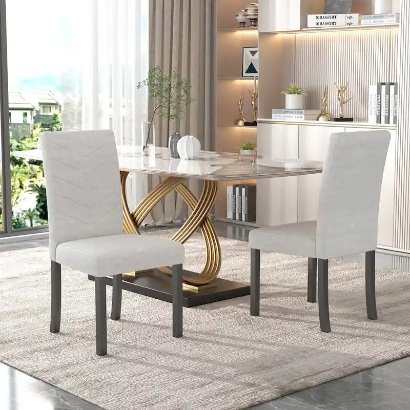Full Modern Solid Wood Linen Chair Upholstered